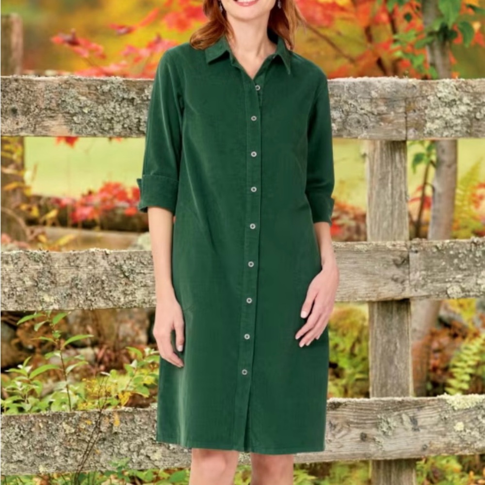 The Vermont Country Store Green Corduroy Dress. NWT - Picture 2 of 5